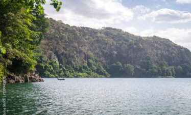 Chala Lake on the border of Kenya and Tanzania, Africa.