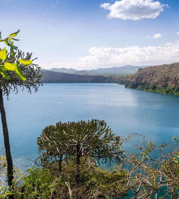 Chala Lake on the border of Kenya and Tanzania, Africa.