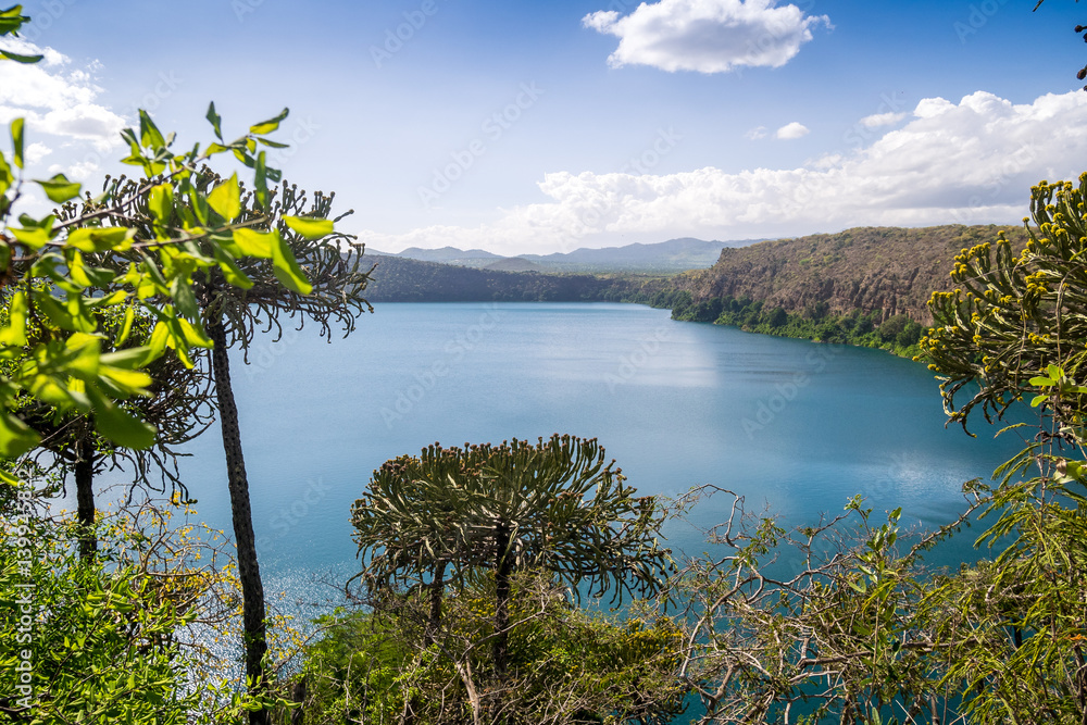 Chala Lake on the border of Kenya and Tanzania, Africa.