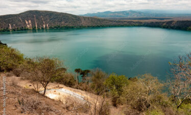 Scenic view of Lake Chala crater lake in Kenya/Tanzania border