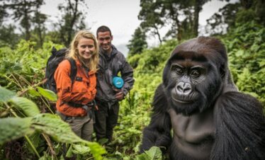 Embracing Love in the Wild: Rwandan Couple's Close Encounter with Mountain Gorillas in Volcanoes National Park